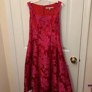 NWT Luxe by Carmen Marc Valvo size 4 pink jacquard high-low dress